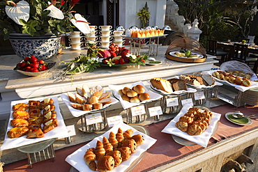 Breakfast buffet spread