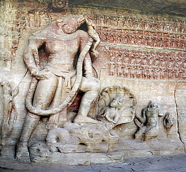 Relief depicting Varaha, Gupta period, early 5th century AD, Cave 5, Udayagiri, Madhya Pradesh, India, Asia

