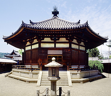 Octagonal Yumedono hall in east precinct of Horyu-ji Horyuji Temple, Nara, UNESCO World Heritage Site, Japan, Asia