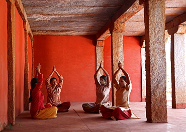 Pranayama, Yoga Breathing at Nrityagram Dance School, Bangalore, Karnataka, India, Asia