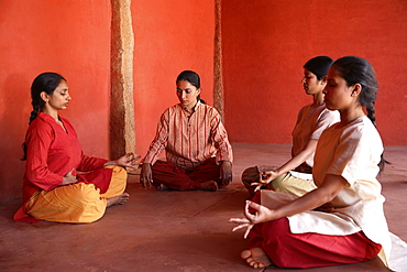 Pranayama, Yoga Breathing at Nrityagram Dance School, Bangalore, Karnataka, India, Asia