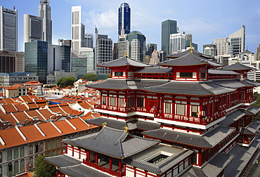 View of Chinatown with The Buddha Tooth Relic Temple, Singapore, Southeast Asia, Asia