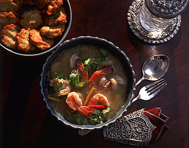 Tom Yum Goong Soup and Fish Cakes, Thailand, Southeast Asia, Asia