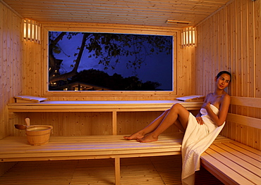 Girl in the sauna at Sasha Resort in Koh Samui, Thailand, Southeast Asia, Asia