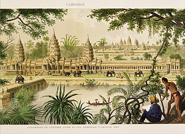 Engraving of Angkor Wat from Exploration de L'Indo-Chine by Delaporte, Cambodia, Indochina, Southeast Asia, Asia