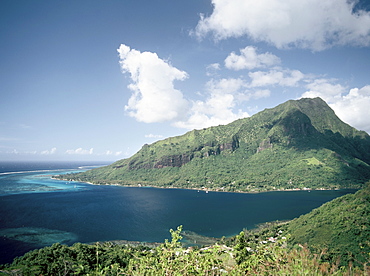 View of the mouth of Cook's Bay, Moorea, Society Islands, French Polynesia, South Pacific, Pacific