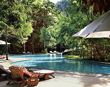 Jungle Garden and pool at Andaman Resort in Langkawi, Malaysia, Southeast Asia, Asia