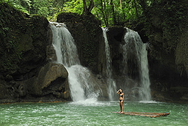 Girl at the Mag-aso Waterfalls, Bohol, Philippines, Southeast Asia, Asia