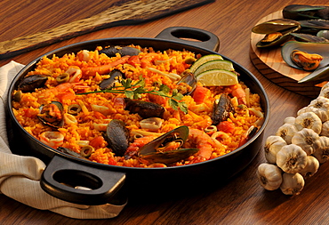 Paella, a Spanish rice dish, Spain, Europe