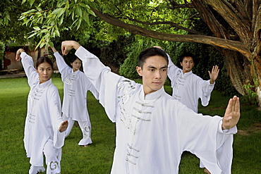 Tai Chi by the lake at the Brilliant Resort and Spa in Kunming, Yunnan Province, China, Asia