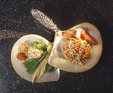 Thai style noodles, a typical noodle dish, Thailand, Southeast Asia, Asia