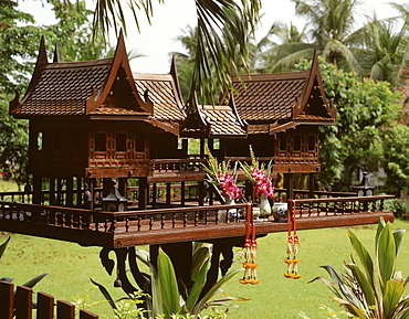 Spirit House in the shape of a traditional Thai style house, Bangkok, Thailand, Southeast Asia, Asia
