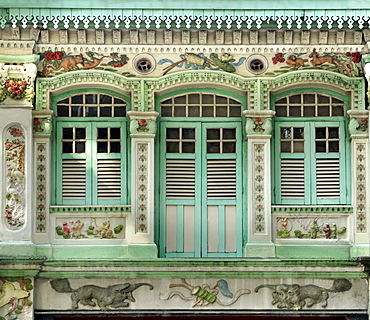 Facades of shophouses in Kichener Road, Singapore, Southeast Asia, Asia