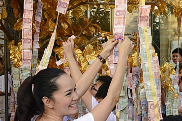 Offering of money, Bangkok, Thailand, Southeast Asia, Asia