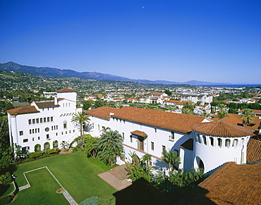 View over Courthouse towards the ocean, Santa Barbara, California, United States of America (USA), North America