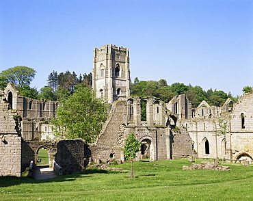 Fountains Abbey, UNESCO World Heritage Site, Yorkshire, England, United Kingdom, Europe