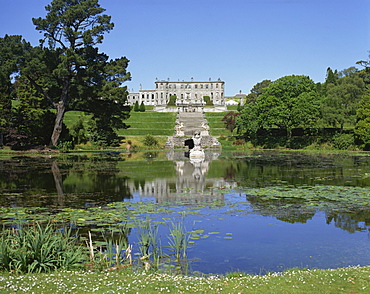 The pond in front of Powerscourt House, County Wicklow, Leinster, Republic of Ireland, Europe