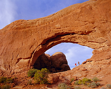 Tourists in North Window, Arches National Park, Utah, USA, North America