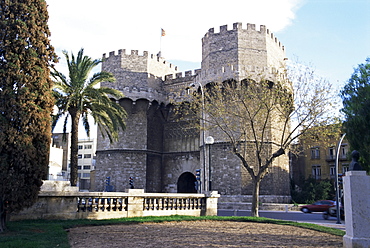 The 14th century town gate, Serranos Towers, Valencia, Spain, Europe