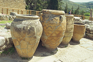 Large storage jars, Knossos, Crete, Greece, Europe