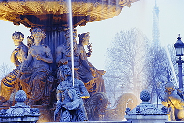 Fountain, Place de la Concorde, Paris, France, Europe