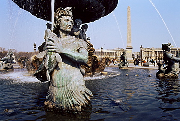 Fountain, Place de la Concorde, Paris, France, Europe