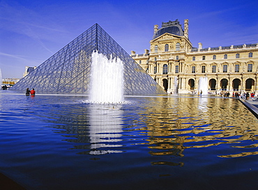 The Louvre and Pyramid, Paris, France, Europe