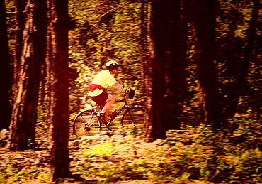 A mountainbiker, Haute-Alpes Nr Briancon, France