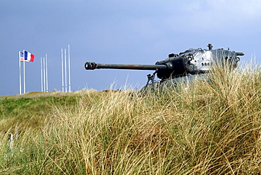 American tank, Utah Beach, site of D-Day landings in the Second World War, Cotentin Peinsula, Manche, Normandy, France, Europe