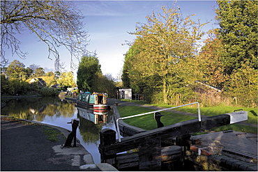 The junction of the Stratford and Grand Union Canals, Kingswood Junction, Lapworth, Warwickshire, Midlands, England, United Kingdom, Europe