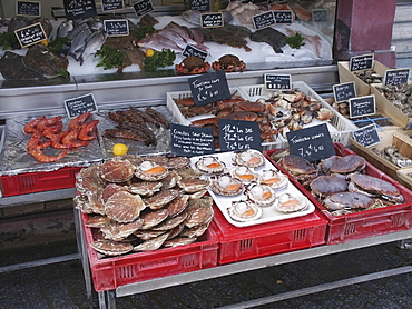 Fish stall, Trouville, Calvados, Normandy, France, Europe