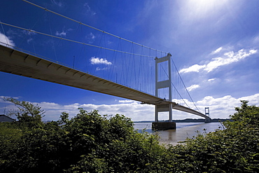 The Severn Bridge over the Severn Estuary linking England and Wales, United Kingdom, Europe