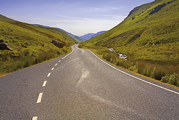 Road through the Elan Valley, Powys, Wales, United Kingdom, Europe