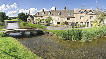 River Eye and Lower Slaughter village, Gloucestershire, The Cotswolds, England, United Kingdom, Europe