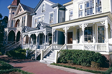 Old style clapboard residences, Victorian District, Savannah, Georgia, United States of America (U.S.A.), North America