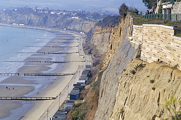 Anchored cliff wall, coast stabilisation, Sandown, Isle of Wight, England, United Kingdom, Europe