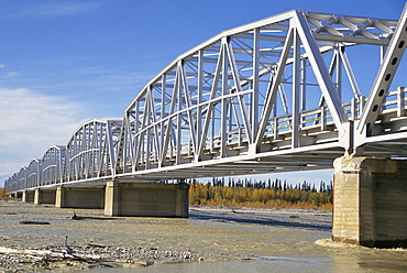 Steel truss bridge, Alaska Highway over Gerstle River, Alaska, United States of America, North America