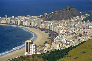 Overlooking Copacabana Beach from Sugarloaf (Sugar Loaf) Mountain, Rio de Janeiro, Brazil, South America