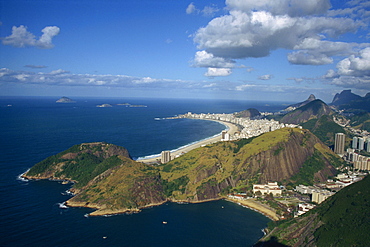 Overlooking Copacabana Beach from Sugarloaf (Sugar Loaf) Mountain, Rio de Janeiro, Brazil, South America