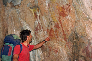 Cave paintings between 4000 and 5000 years old, Gruta do Janelao, Peruacu, Minas Gerais state, Brazil, South America