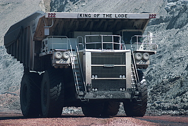 Giant truck hauling 240 tons of coal in the Black Thunder Opencast Coal Mine in the Powder River Basin, Wyoming, United States of America, North America