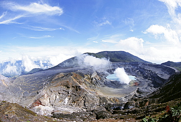 Steam plume from active vent beside crater lake, Volcan Poas, Cordillera Central, Costa Rica, Central America