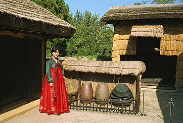 Guide at Mangyongdae farmhouse, claimed as Great Leader's birthplace, Pyongyang, North Korea, Asia