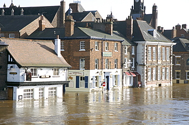 Flooded street in 2002, York, Yorkshire, England, United Kingdom, Europe