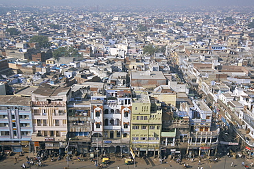 Centre of Old Delhi, seen from minaret of Jamia Mosque, Delhi, India, Asia