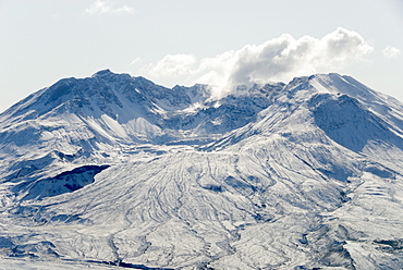 Steam plume from rising dome within crater, Mount St. Helens, Washington state, United States of America, North America