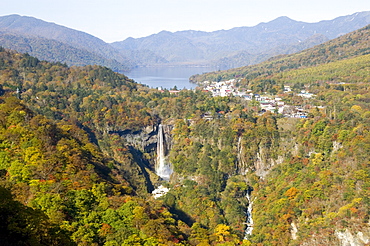 Chuzenji Lake and Kegon Falls, 97m high, Nikko, Honshu, Japan