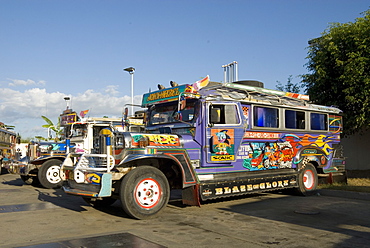 Typical painted jeepney (local bus), Urdaneta, northern Luzon, Philippines, Southeast Asia, Asia