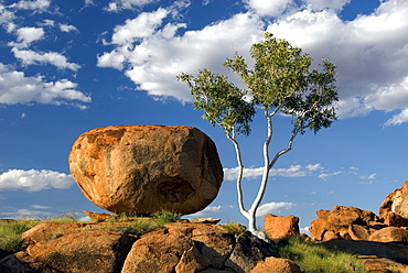 Devil's Marbles, the result of spheroidal weathering of strong granite beneath an ancient soil, Tennant Creek, Northern Territory, Australia, Pacific