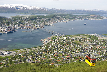 Tromso, seen from Mount Storsteinen, northern Norway, Scandinavia, Europe